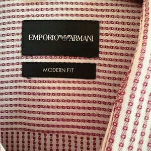 Emporio Armani Red and White Checkered Dress Shirt